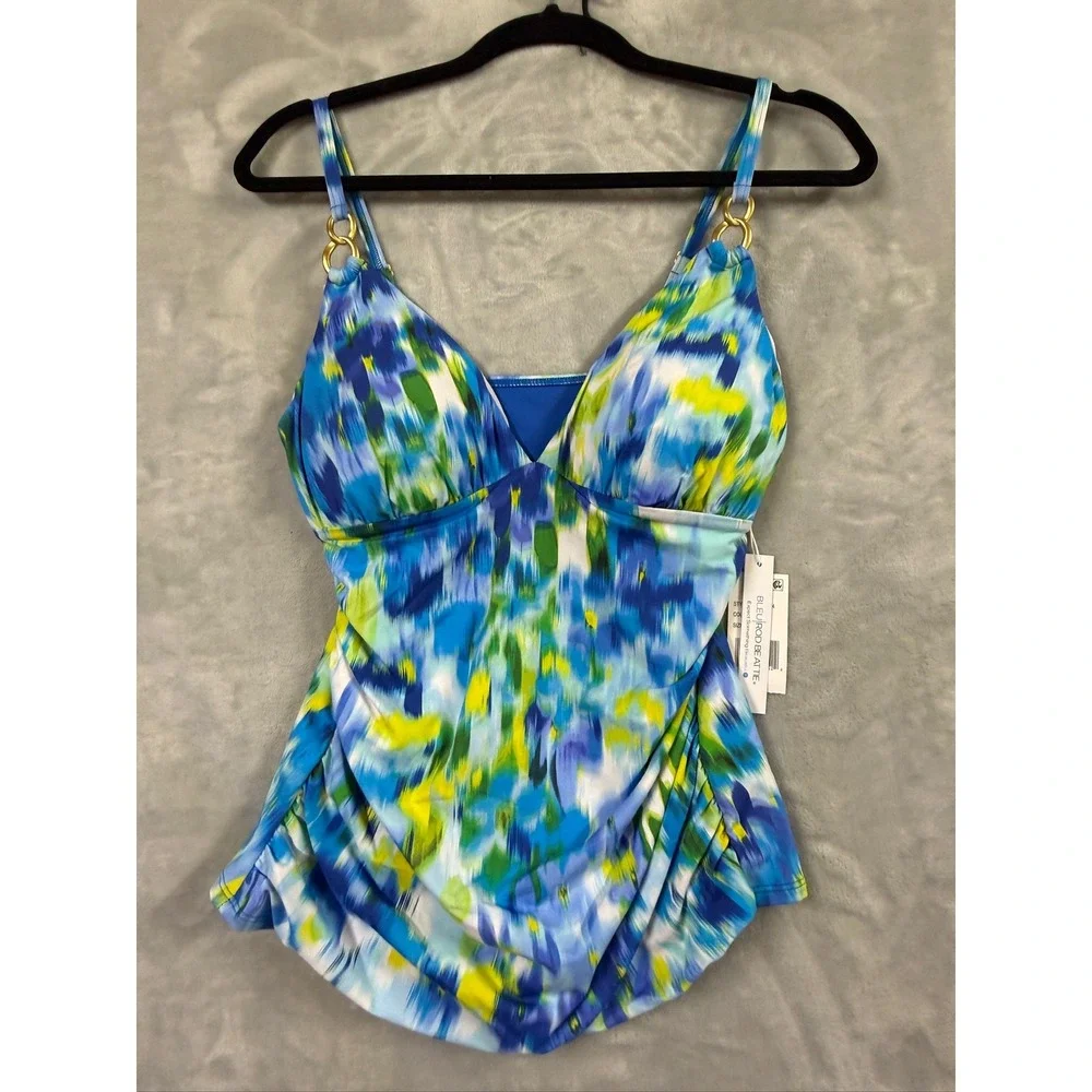 Bleu by Rod Beattie Life's A Beach Tankini Top & Sarong Hipster Bikini Bottoms 8